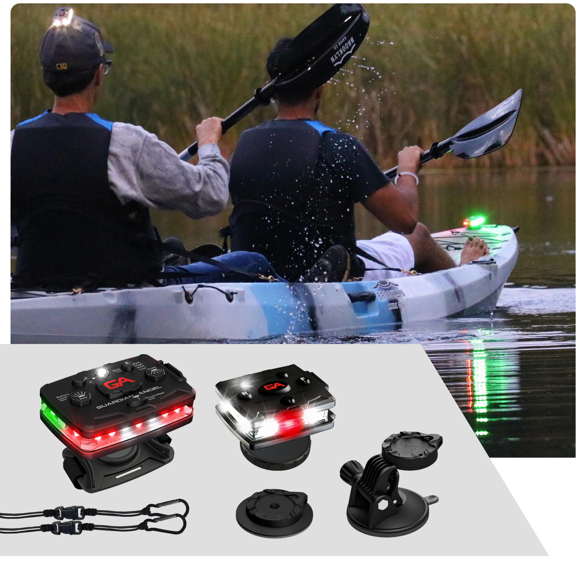 Kayak Light LED - Rechargeable, RedGreen USCG